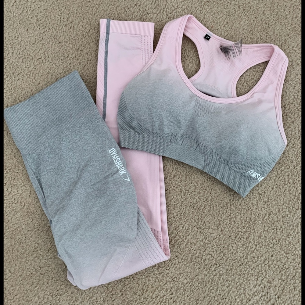 COPY - COPY - GYMSHARK Ombré Pink/Gray Seamless Tank & Legging Set